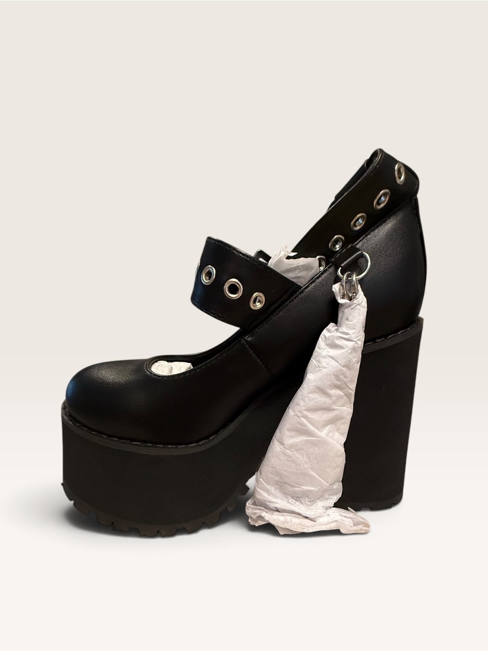 Dolls Kill Widow “Damned if you do” Black Platform Mary Jane Heeled Boots - Picture 4 of 9
